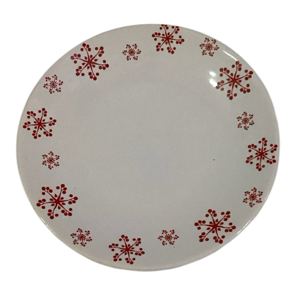 Houston Harvest Red Snowflake 6” Dessert Plates – Set of 2 - Picture 3 of 6